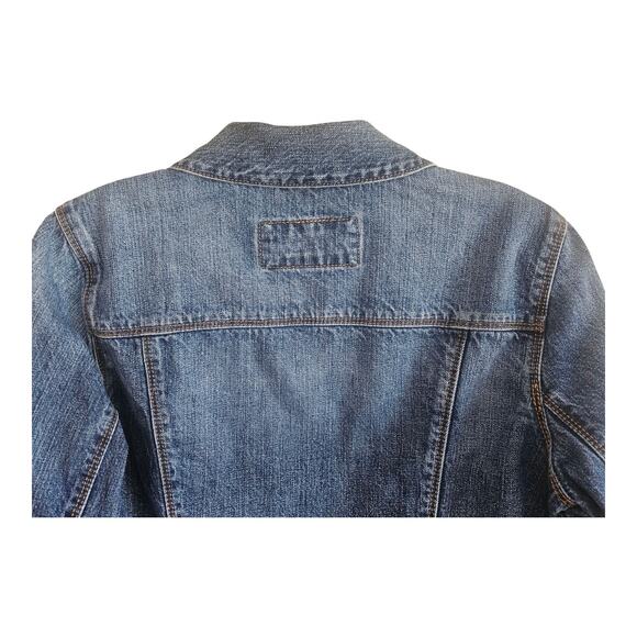 GAP 1969 Women's M Jean Jacket Moto Medium Blue Denim Metal Buttons 36" - Picture 6 of 7
